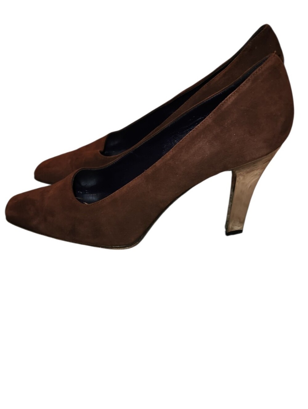 Ralph Lauren Collection Purple Label Brown Suede Metallic Heel Pumps Size 9